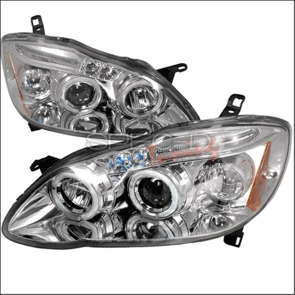 Overtime Halo LED Projector Headlights for 03 to 08 Toyota Corolla, Chrome - 10 x 25 x 26 in. OV126204